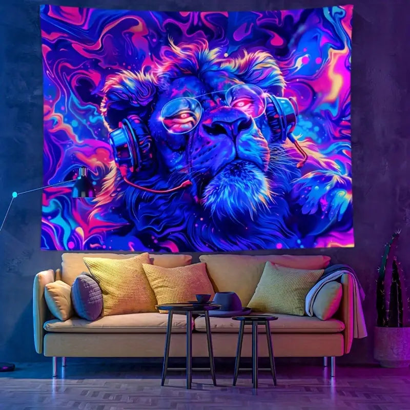 DJ Lion | Official GlowTapestry UV Art Decor