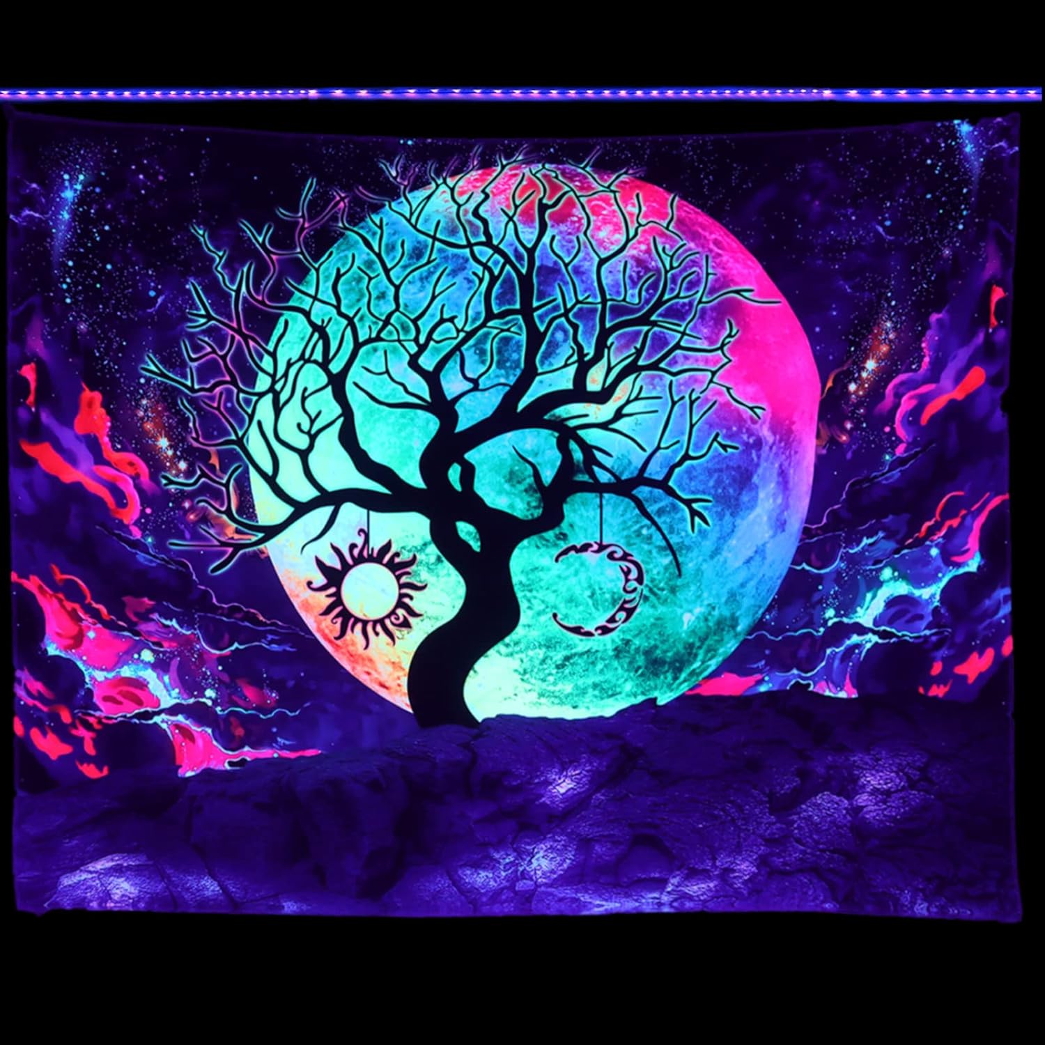 Lunar Tree of Life | Official GlowTapestry UV Art Decor