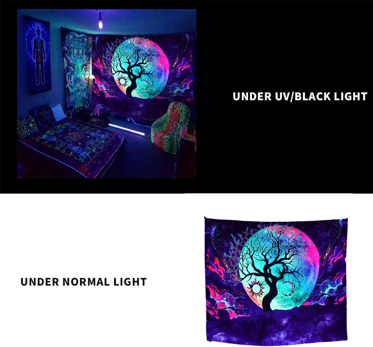 Lunar Tree of Life | Official GlowTapestry UV Art Decor