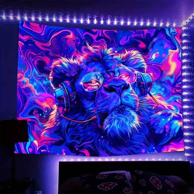 DJ Lion | Official GlowTapestry UV Art Decor