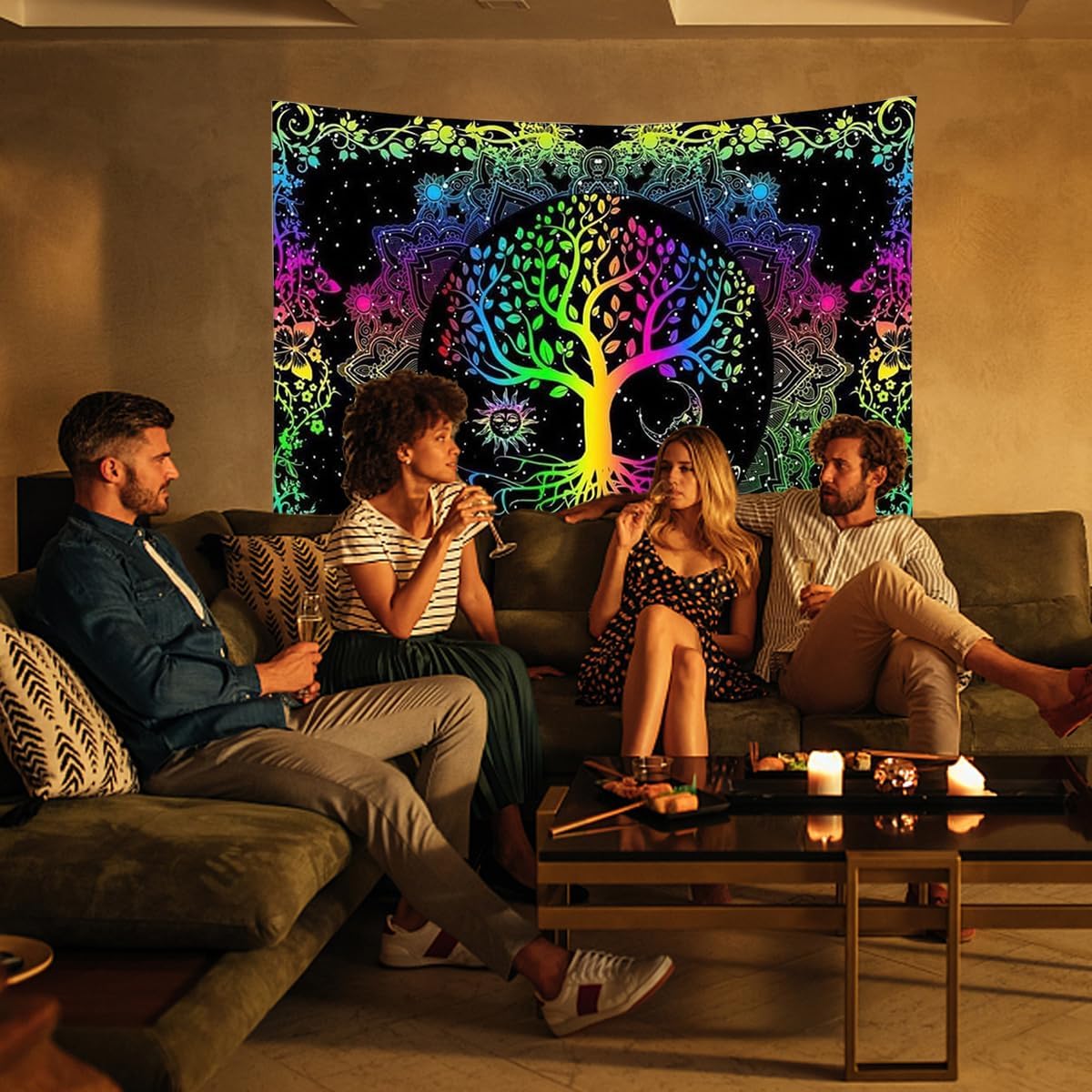 Rainbow Spiritual Tree | Official GlowTapestry UV Art Decor