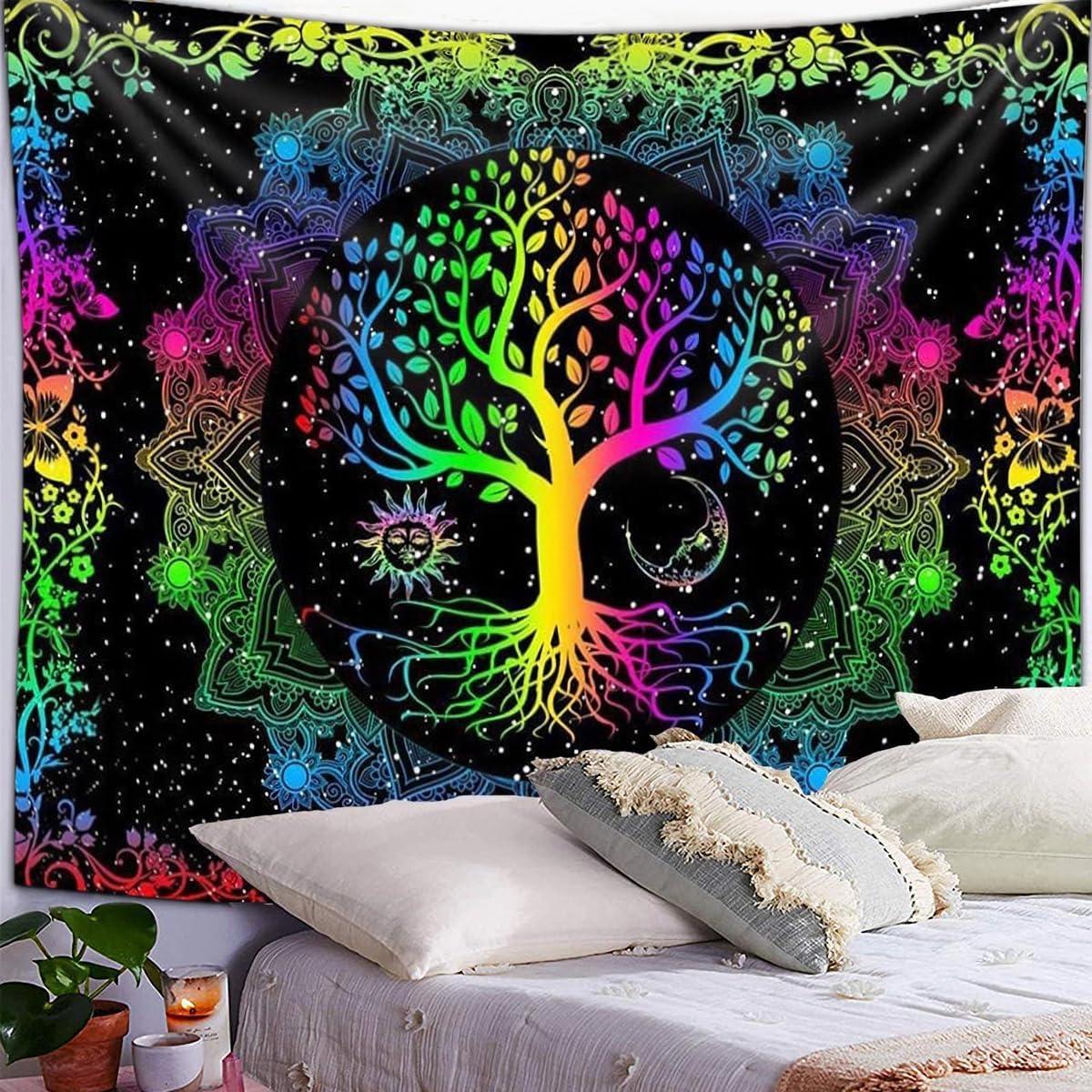 Rainbow Spiritual Tree | Official GlowTapestry UV Art Decor