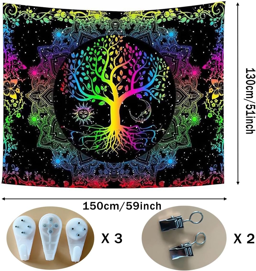 Rainbow Spiritual Tree | Official GlowTapestry UV Art Decor