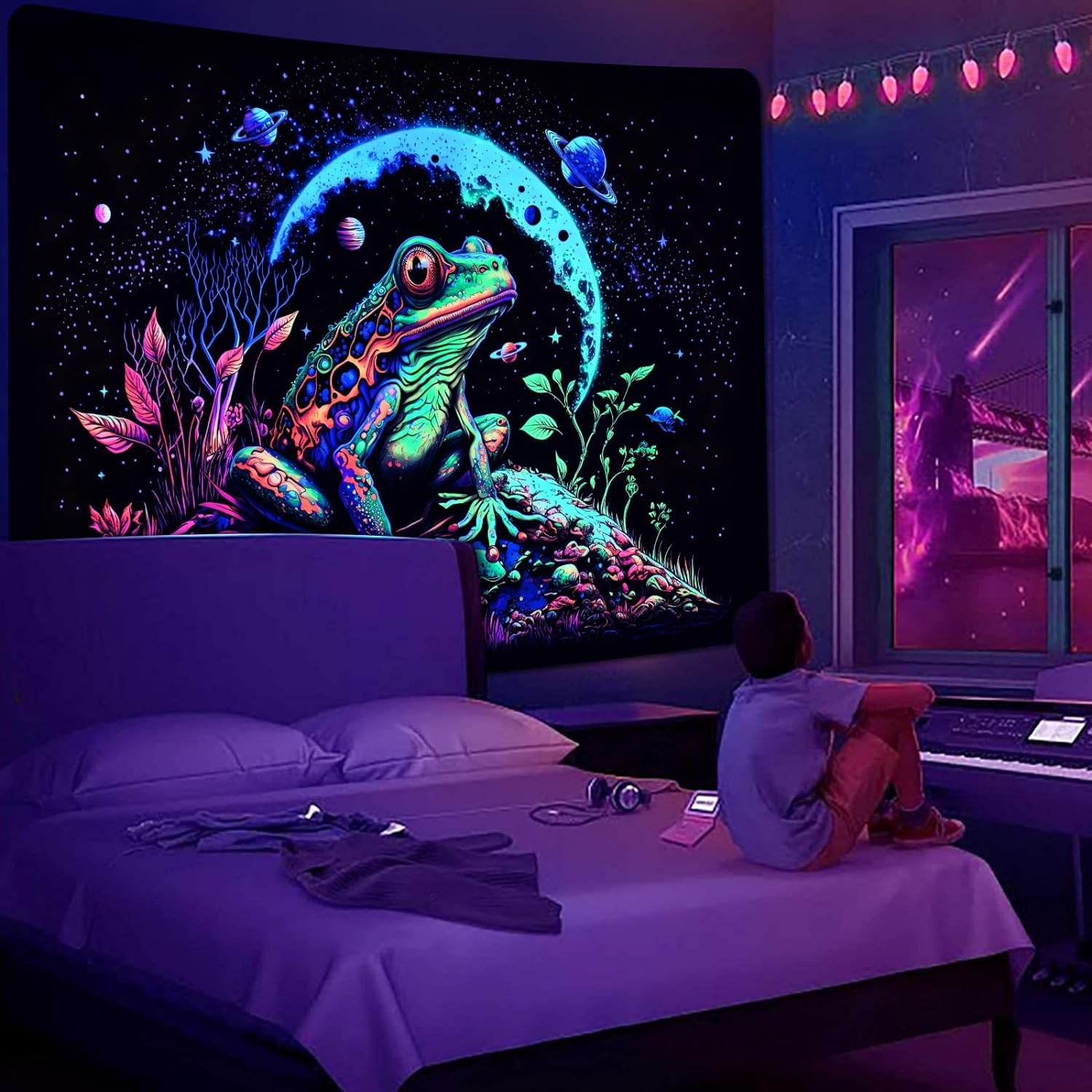 Space Frog | Official GlowTapestry UV Art Decor