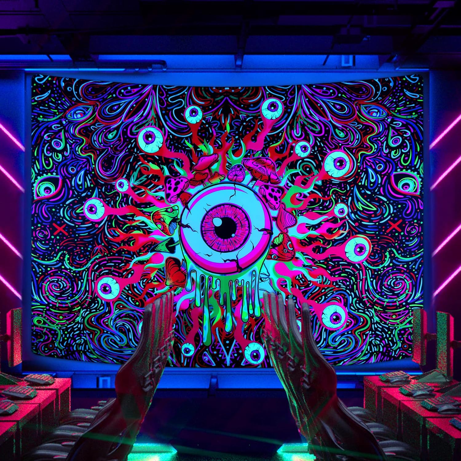 Neon Eyes | Official GlowTapestry UV Art Decor