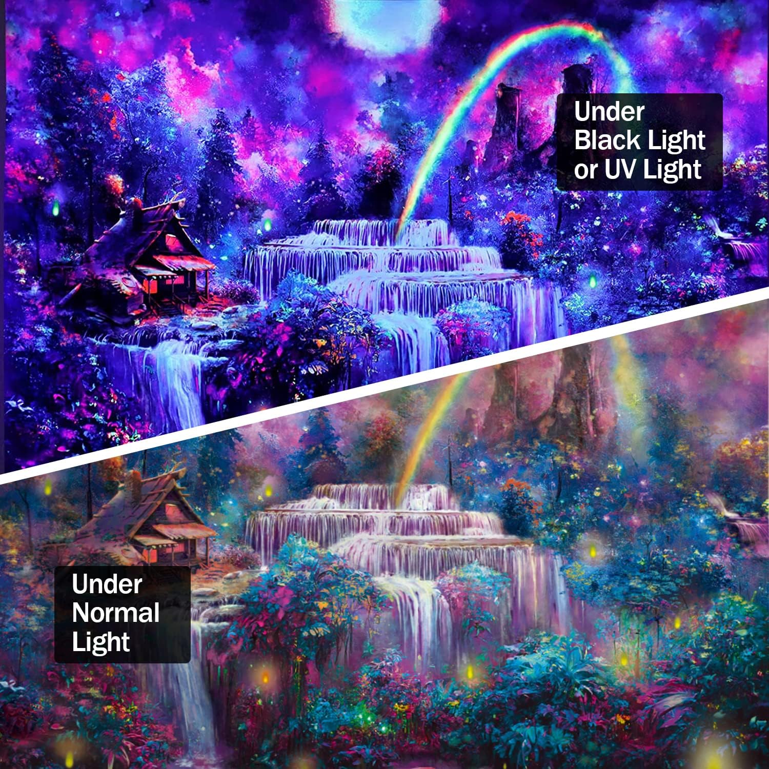 Waterfall Rainbow | Official GlowTapestry UV Art Decor