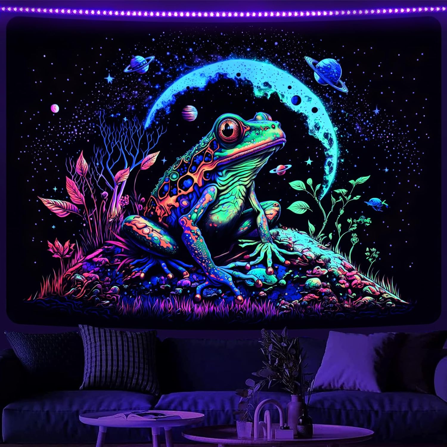 Space Frog | Official GlowTapestry UV Art Decor