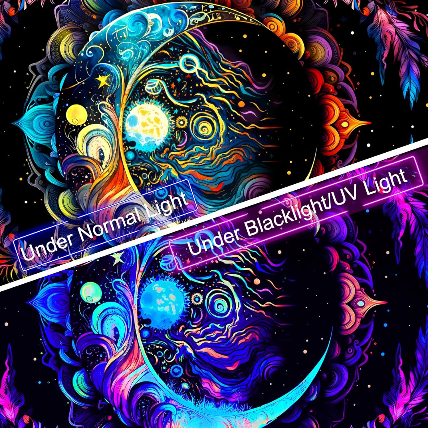 Moon Mandala | Official GlowTapestry UV Art Decor