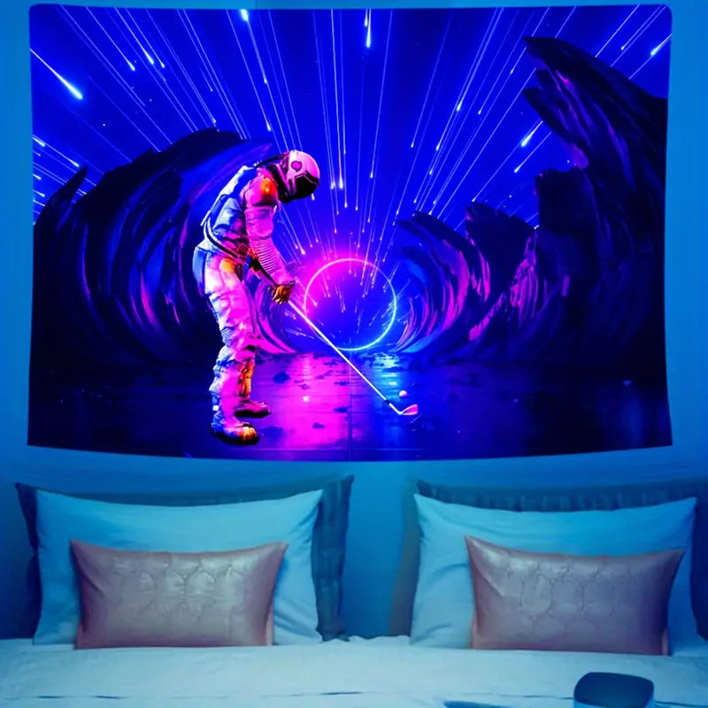 Astronaut Space Golf | Official GlowTapestry UV Art Decor