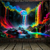 Mountain Waterfall With Rainbow | Official GlowTapestry UV Art Decor