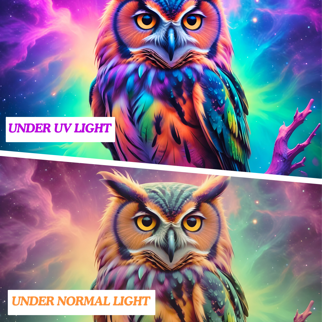 Cosmic Owl Vision | Official GlowTapestry UV Art Decor