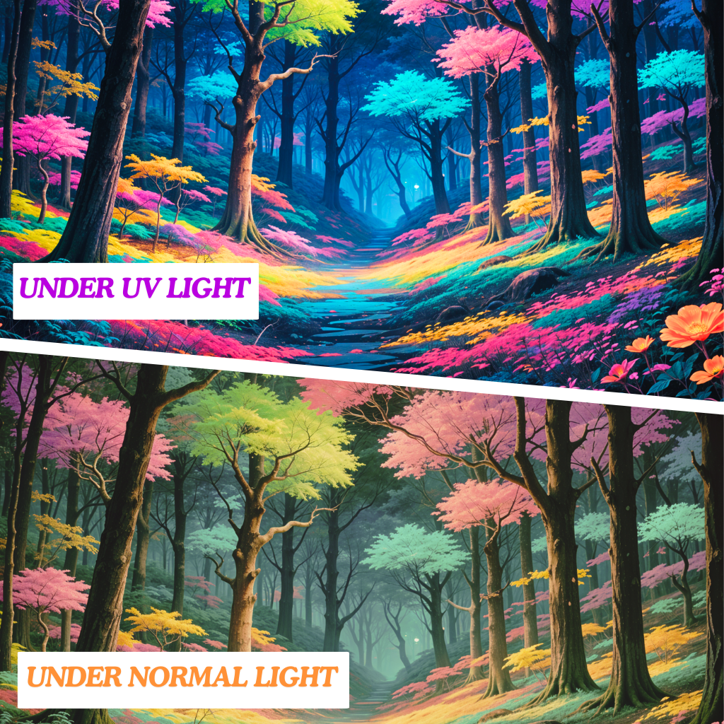 Neon Forest Pathway | Official GlowTapestry UV Art Decor