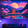 Sakura Sunset Pagoda | Official GlowTapestry UV Art Decor