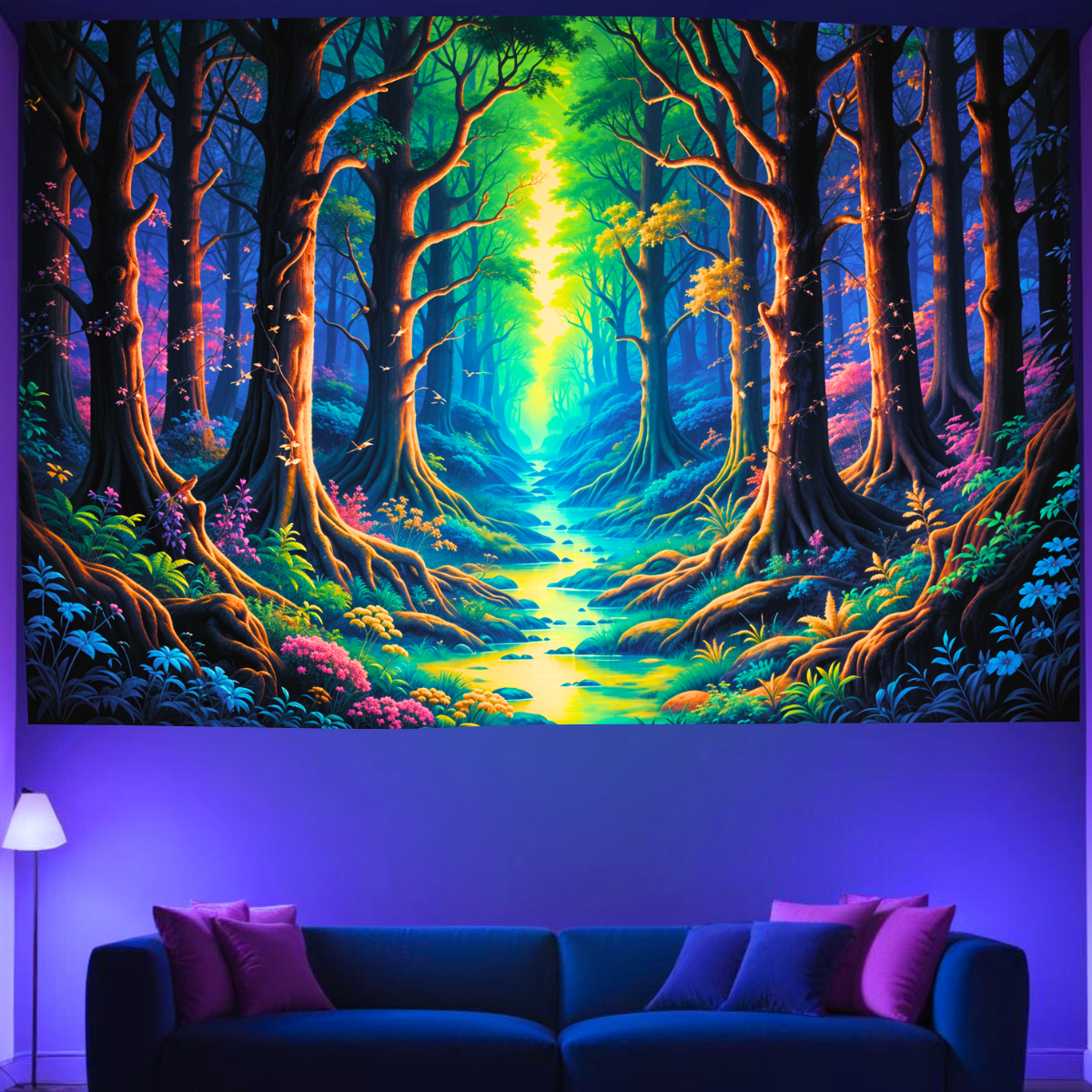 Enchanted Forest Glow | Official GlowTapestry UV Art Decor