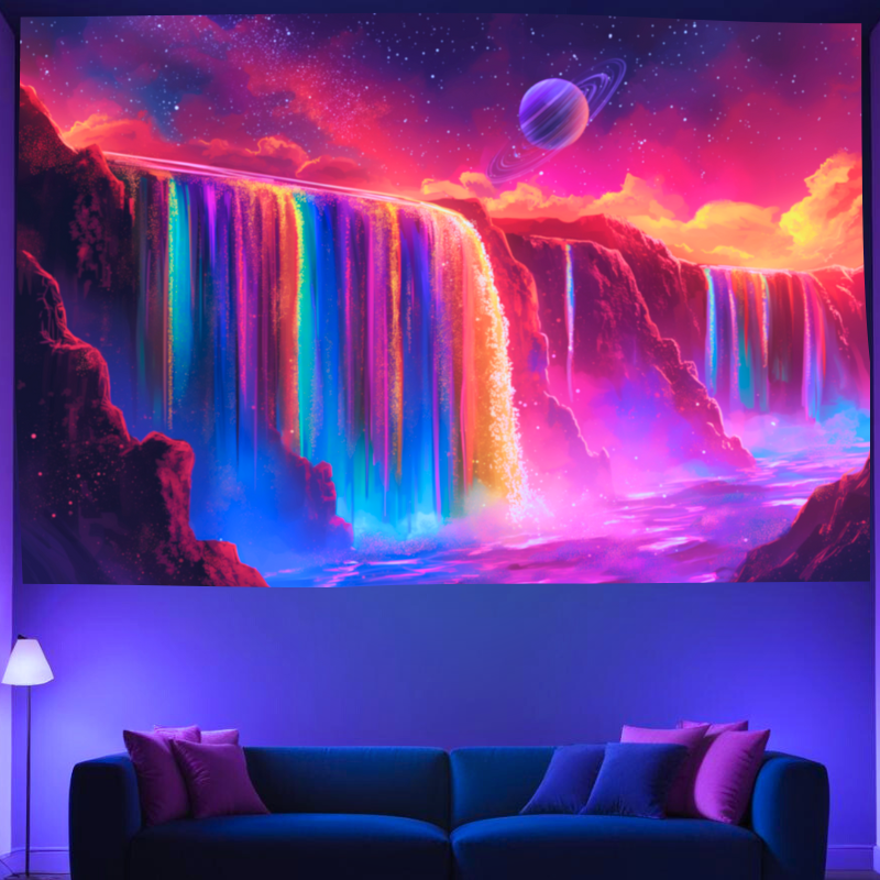 Celestial Rainbow Falls | Official GlowTapestry UV Art Decor