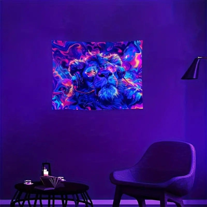 DJ Lion | Official GlowTapestry UV Art Decor